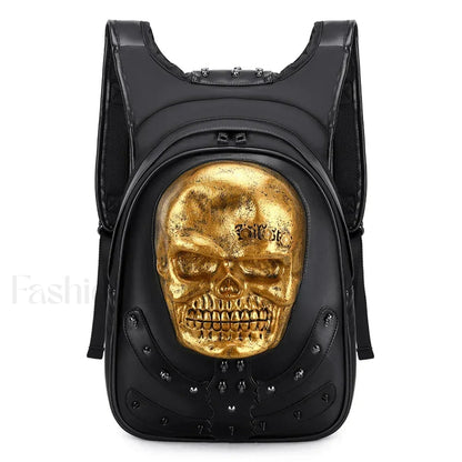 3D Embossed Skull Punk Rock Gothic Leather Rivets Laptop Travel Bag Black 3
