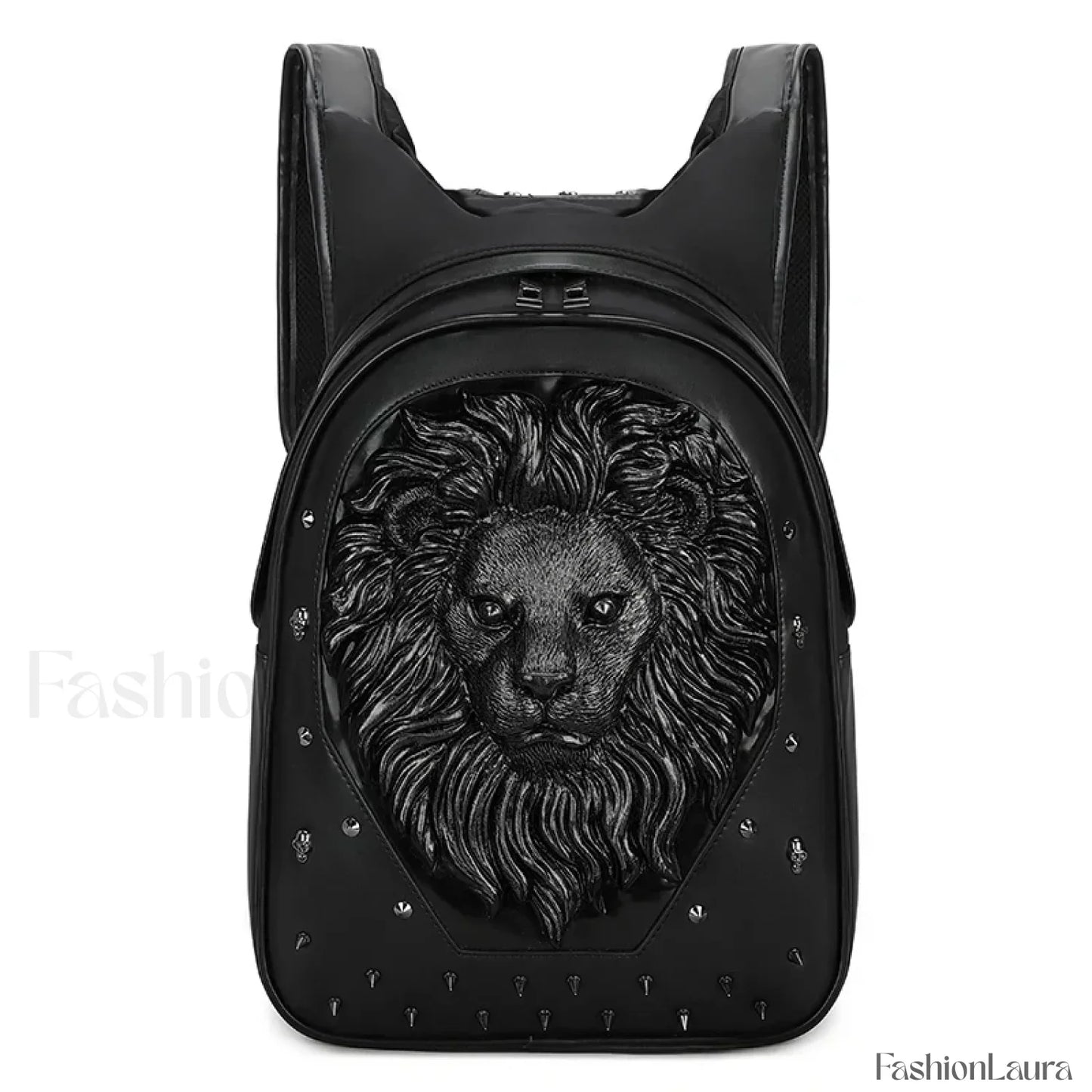 3D Embossed Skull Punk Rock Gothic Leather Rivets Laptop Travel Bag Black 4
