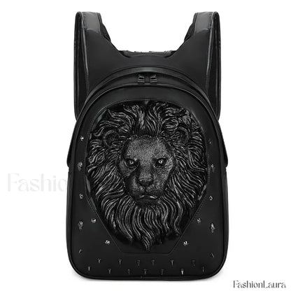 3D Embossed Skull Punk Rock Gothic Leather Rivets Laptop Travel Bag Black 4