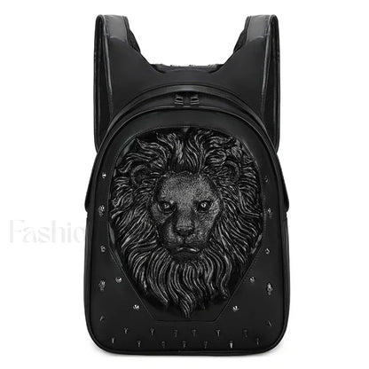 3D Embossed Skull Punk Rock Gothic Leather Rivets Laptop Travel Bag Black 4