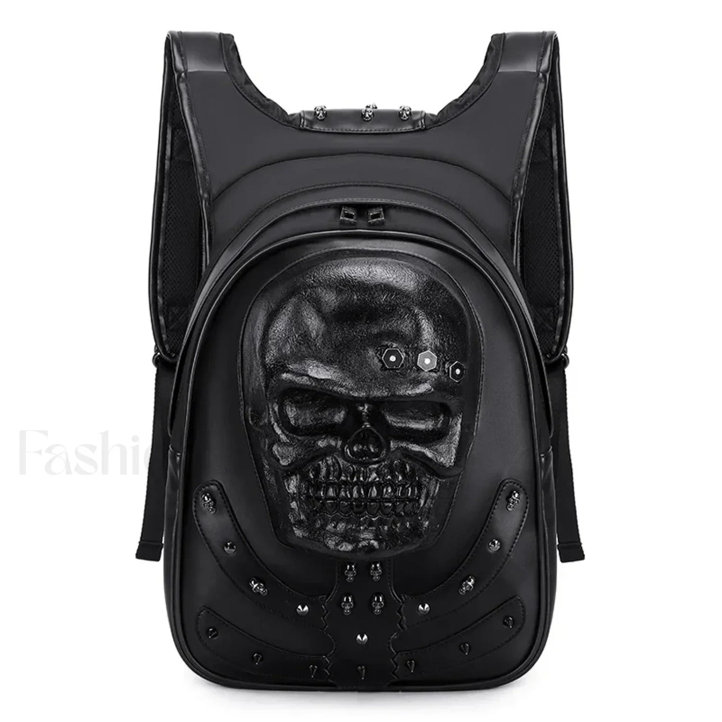 3D Embossed Skull Punk Rock Gothic Leather Rivets Laptop Travel Bag Brown