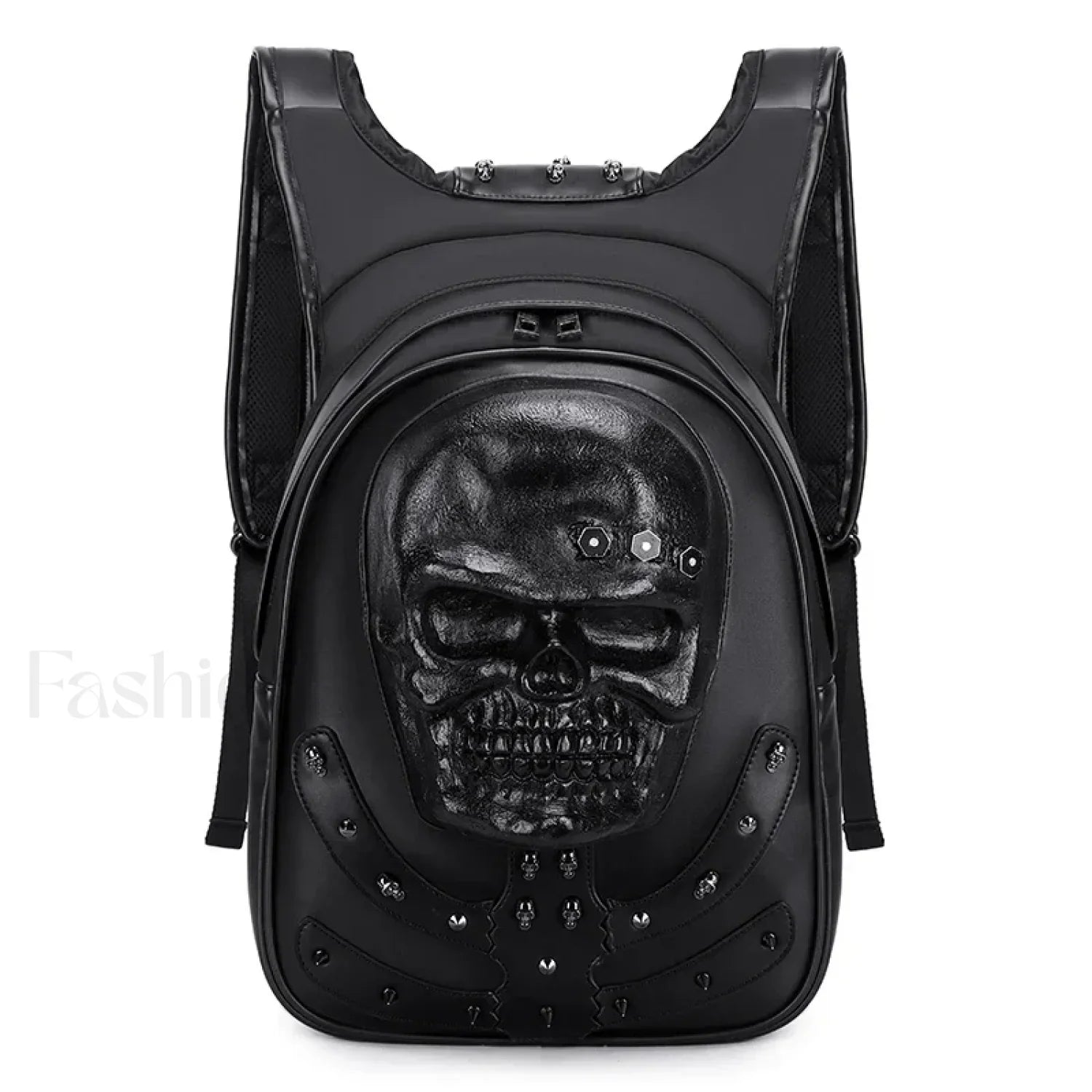3D Embossed Skull Punk Rock Gothic Leather Rivets Laptop Travel Bag Brown