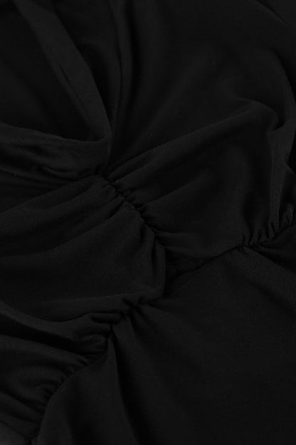 Tie Front Deep V Neck Blouse