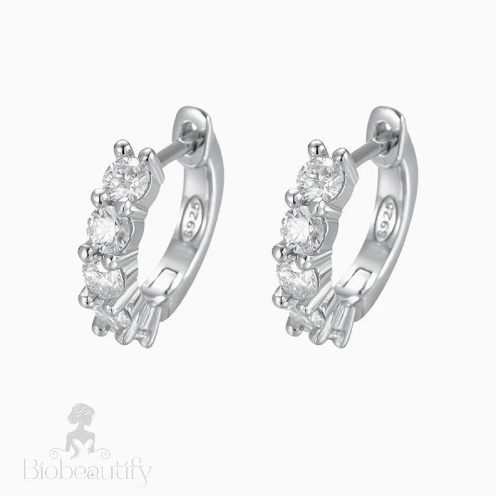 3Mm Moissanite Sterling Silver Hinge Huggie Earrings / One Size