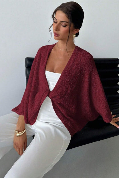 Draped Open Front Wrap Sweater