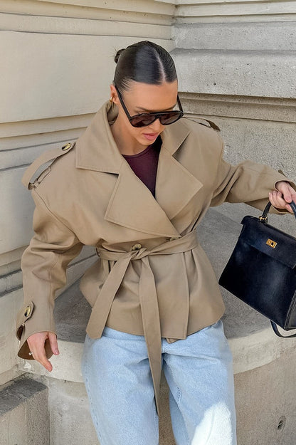 Fashionable Belted Trench Jacket