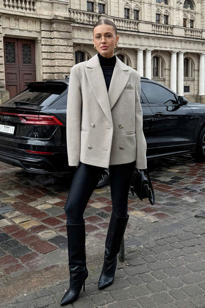 Double Breasted Straight Cut Blazer