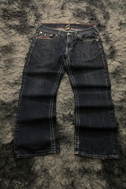 Vintage Embroidered Wide Leg Straight Jeans