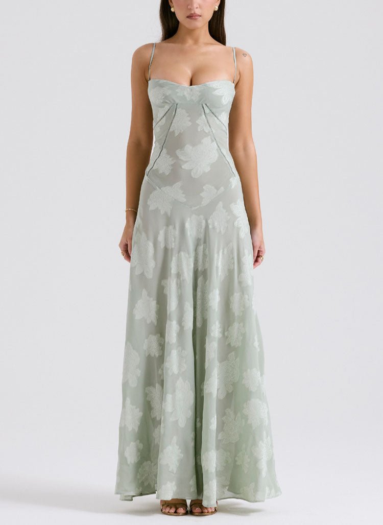 Floral Mesh Maxi Dress - Chiccharm