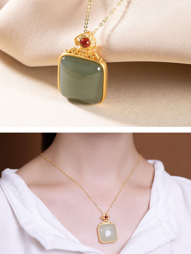 Never Say Love Green Gem Necklace