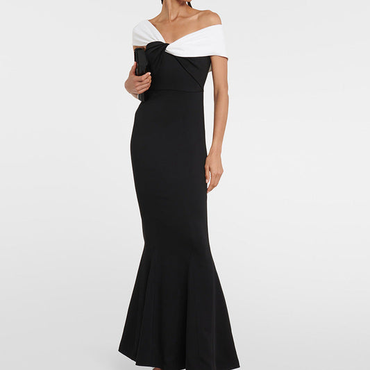 Knitted Off-Shoulder Dress Black / L