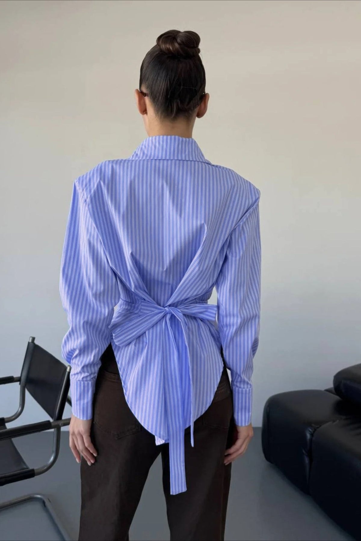 Striped Ruched Waist Shirt