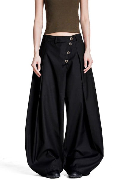 Asymmetric Button Front Wide Leg Pants