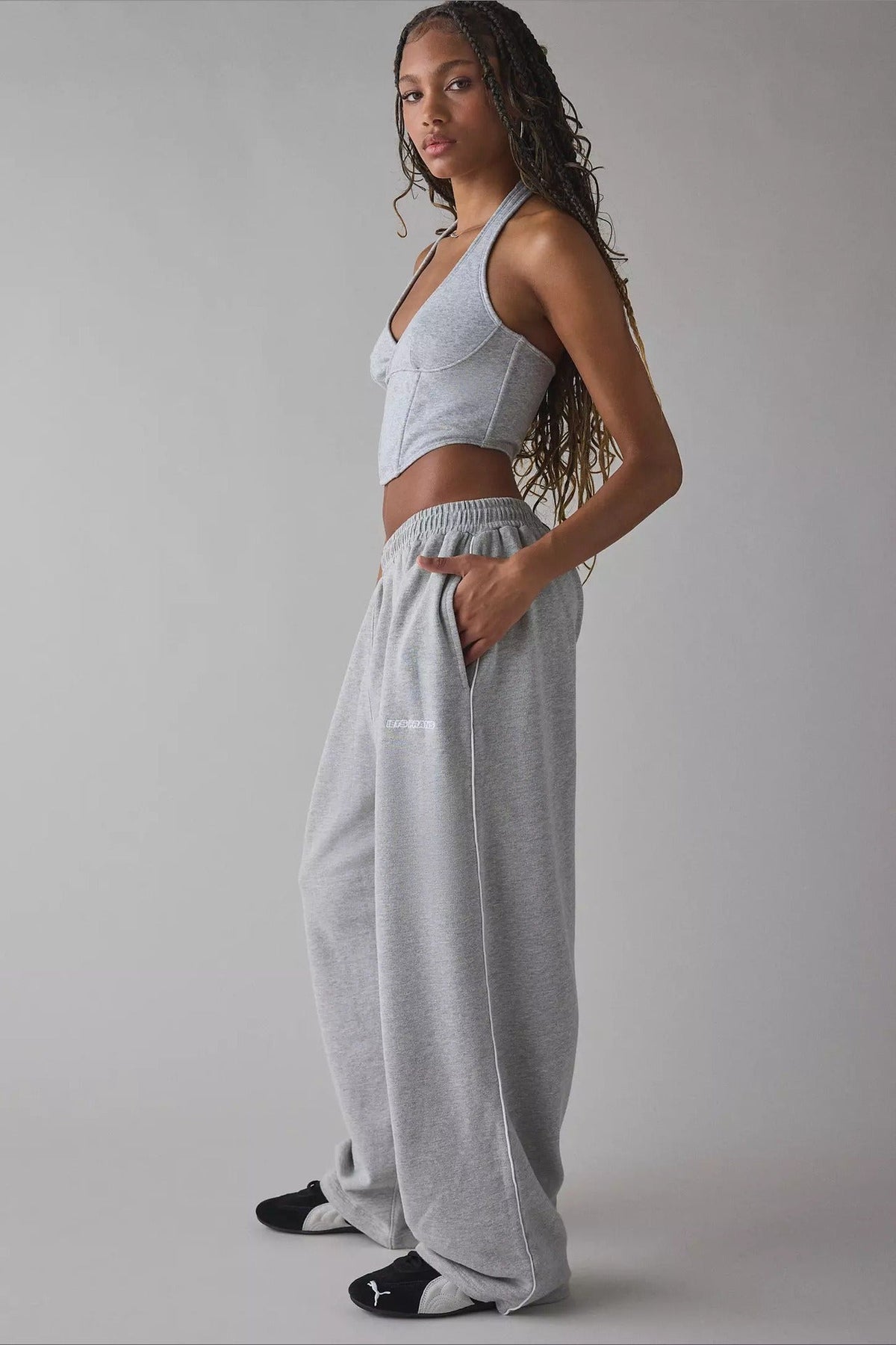 Elastic Waist Loose Fit Casual Pants