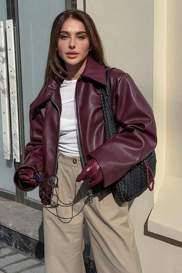 Oversized Moto Leather Jacket