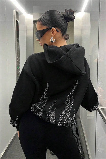 Street Style Flame Zipper Hoodie