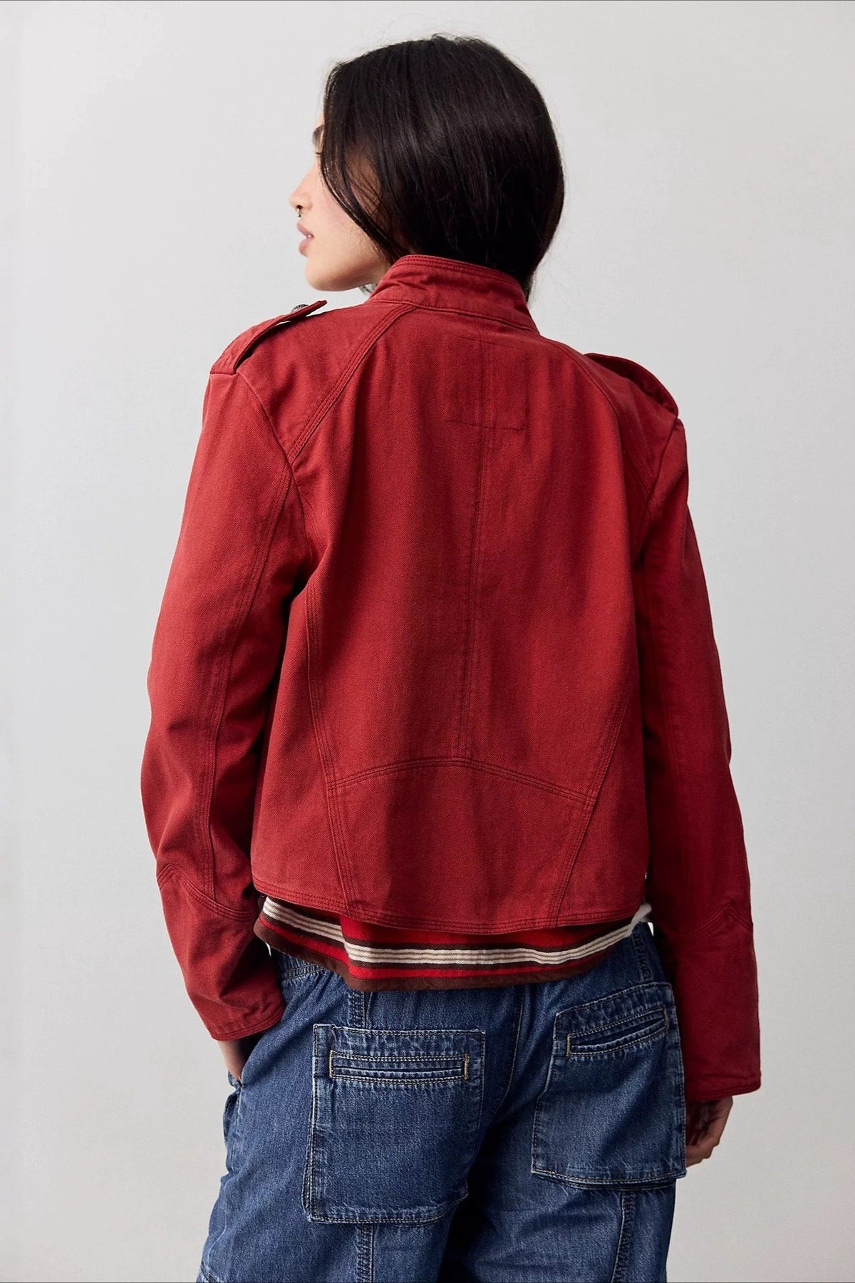 Cropped Double Breasted Military Jacket