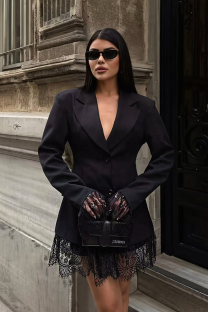 Lace Cuff and Hem Tailored Blazer