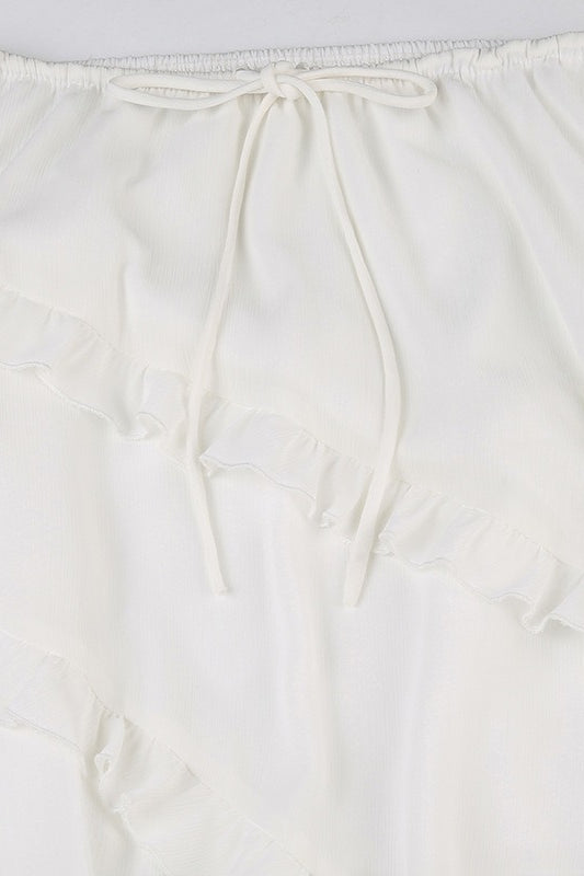 Romantic Ruffle High-Slit Skirt