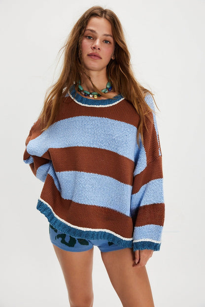 Loose Fit Striped Pullover Sweater