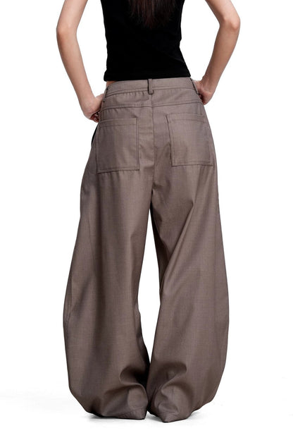 Asymmetric Button Front Wide Leg Pants
