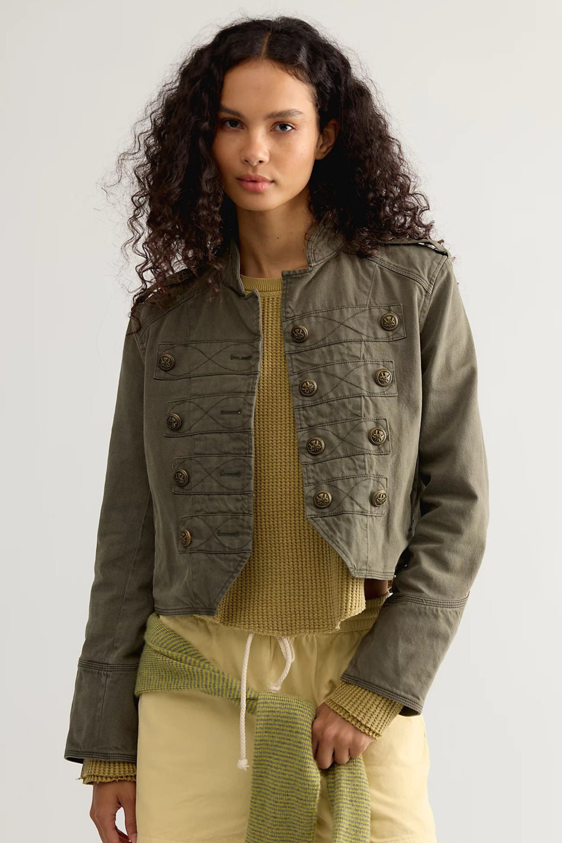 Cropped Double Breasted Military Jacket
