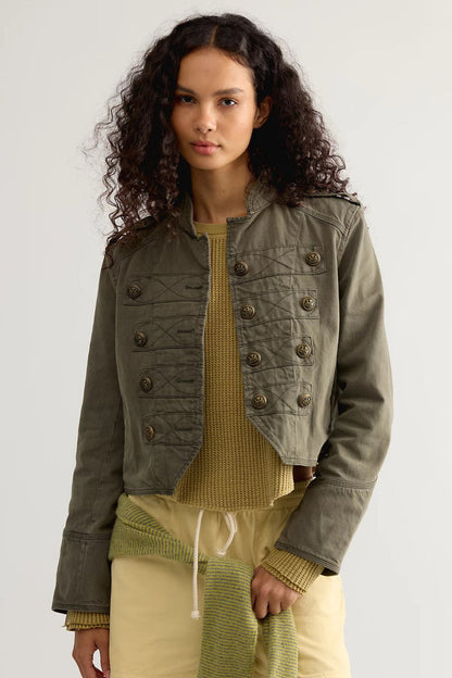 Cropped Double Breasted Military Jacket