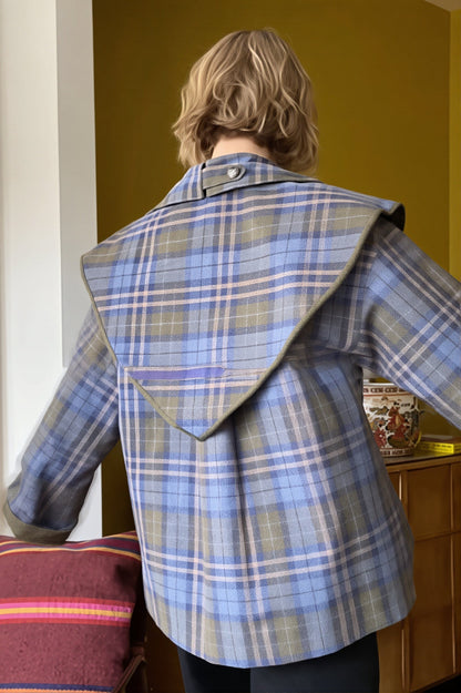 Reversible Plaid Cape Collar Trench Coat