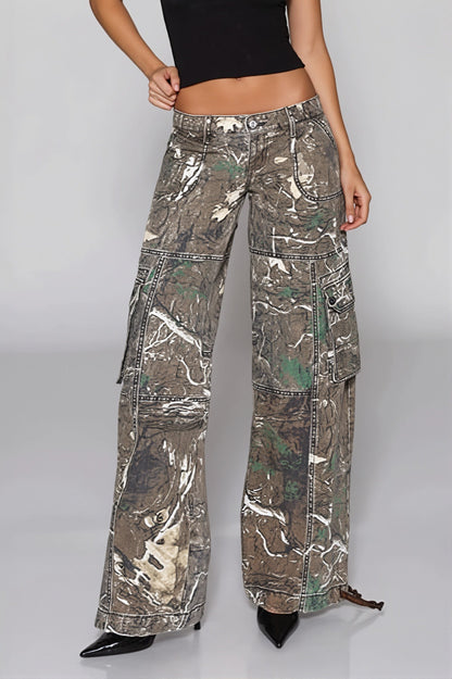 Camouflage Utility Pocket Cargo Jeans