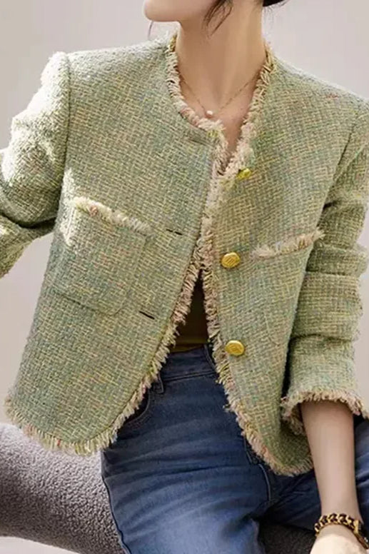 Elegant Long Sleeve Tweed Jacket