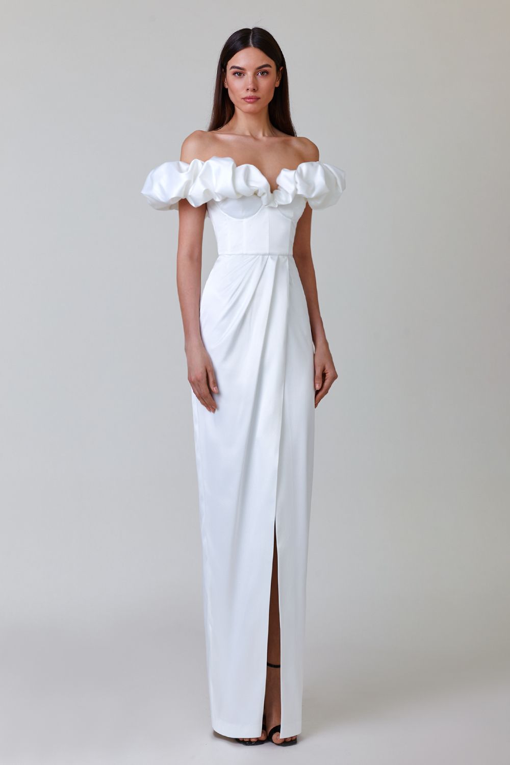 Off-Shoulder Ruffle Gown