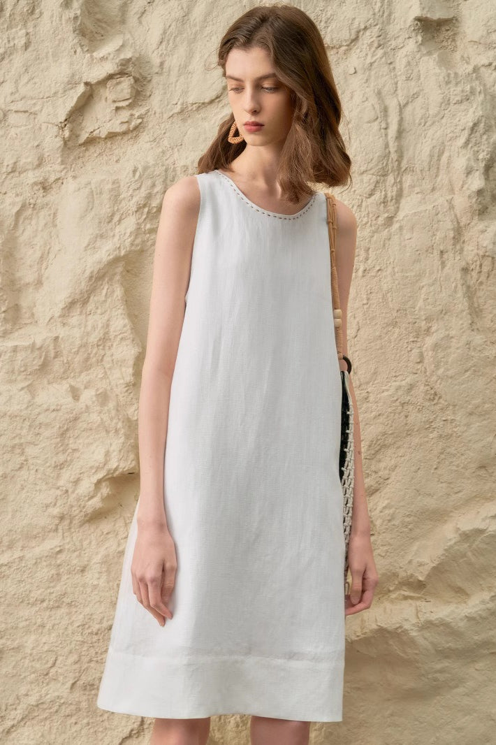 Elegant Tencel Linen Midi Dress