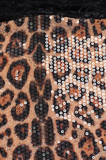 Leopard Lace Trim Side Slit Maxi Dress