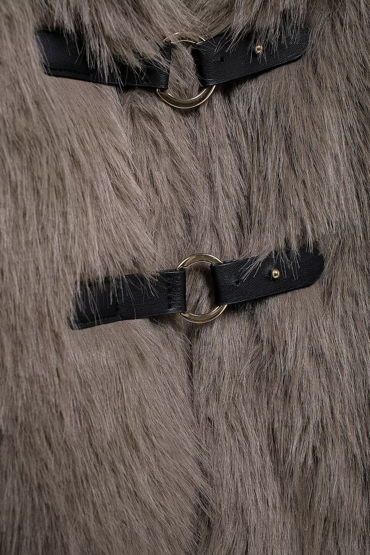 Toggle Front Wide Collar Faux Fur Coat