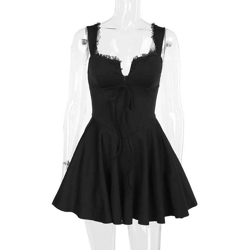 Ava - Elegant Hip Skirt Retro Mini Dress Black / L