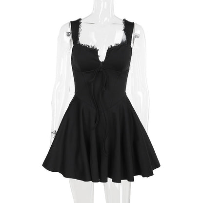 Ava - Elegant Hip Skirt Retro Mini Dress Black / L