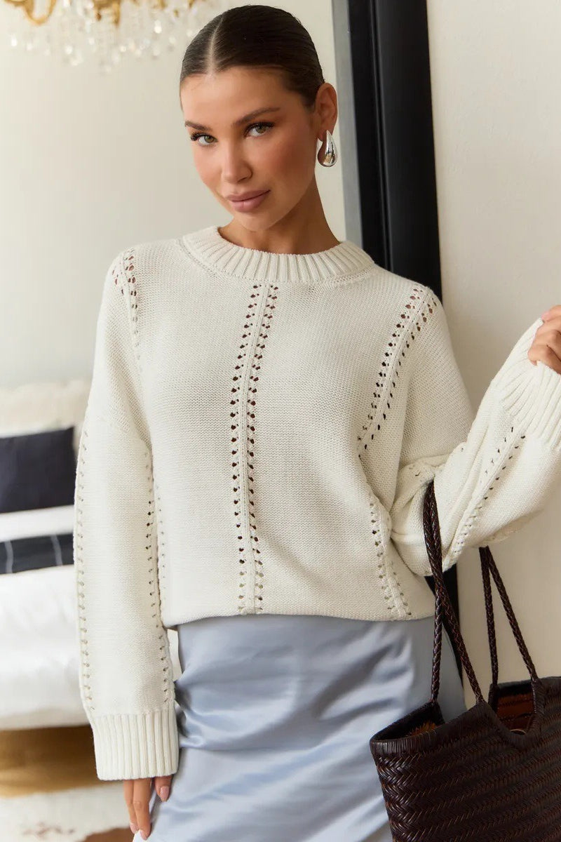 Casual Lace Knit Pullover Sweater