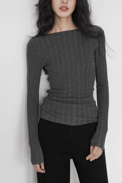 Lightweight Grey Fitted Knit Top