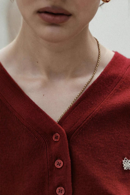 Vintage Red Cropped Cardigan