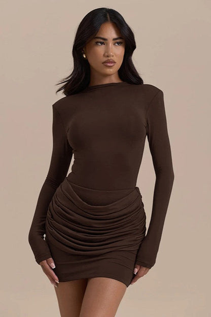 Slim-Fit Ruched Bardot Work Dress