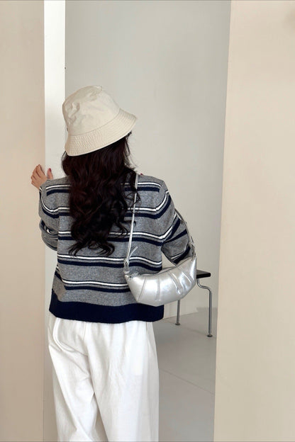 Colorblock Striped Knit Sweater