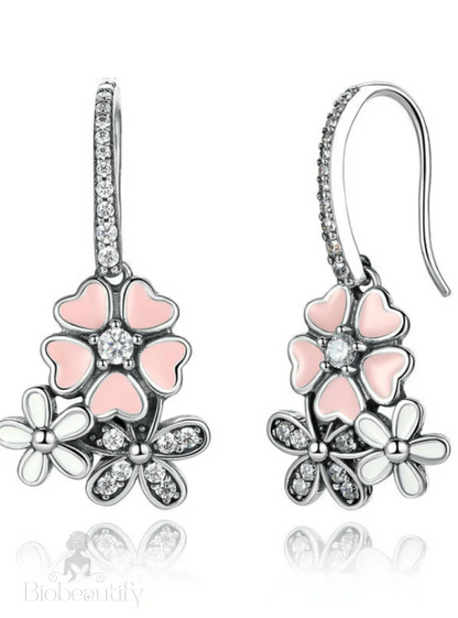 925 Sterling Silver Pink Daisy Flower Cherry