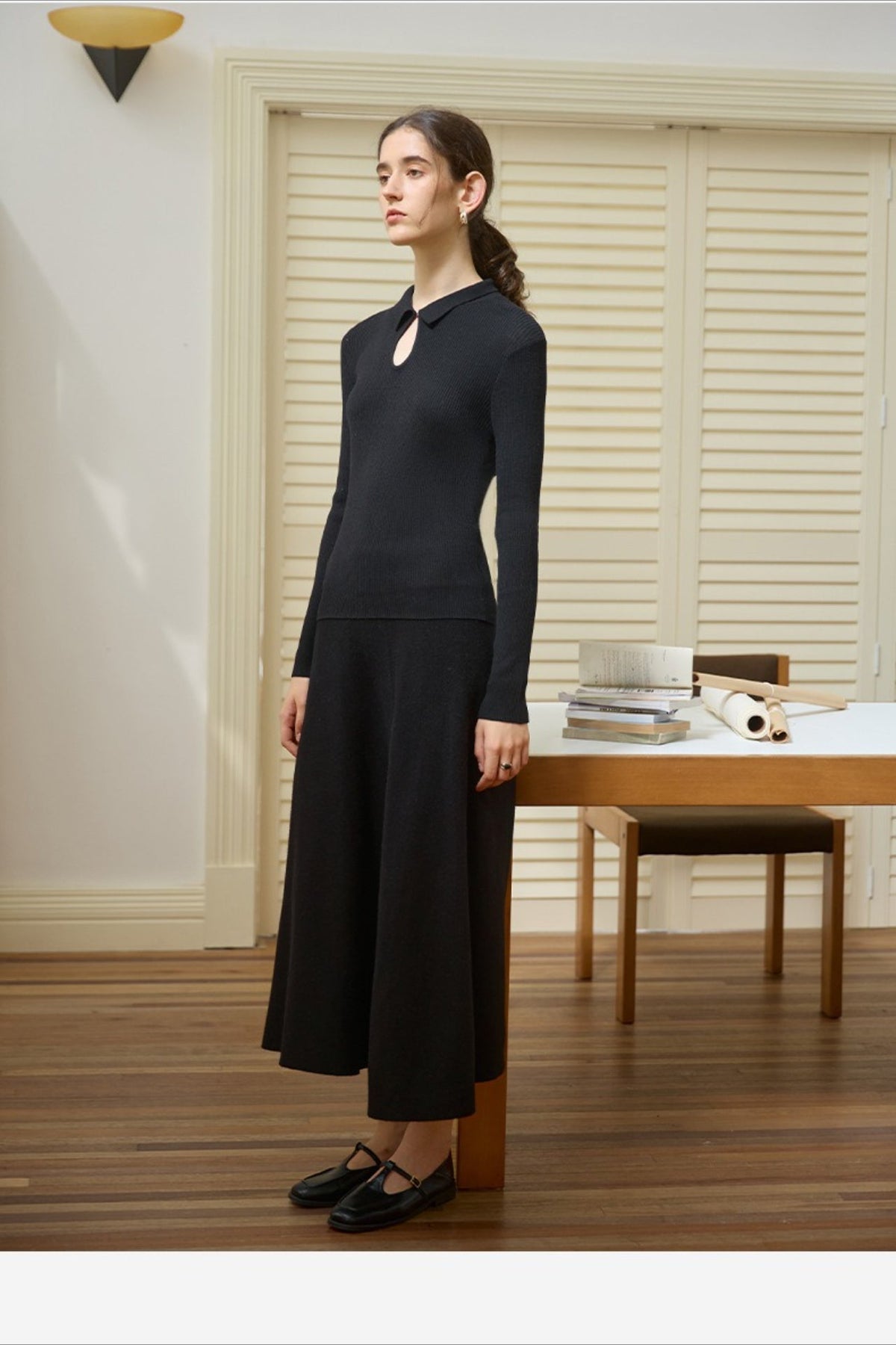 Elegant Solid Wool Knit Top
