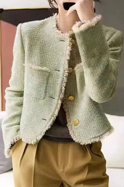 Elegant Long Sleeve Tweed Jacket