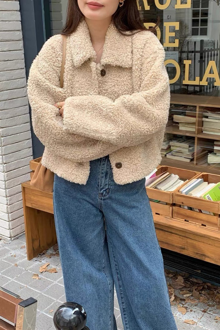 Thickened Lapel Cropped Coat
