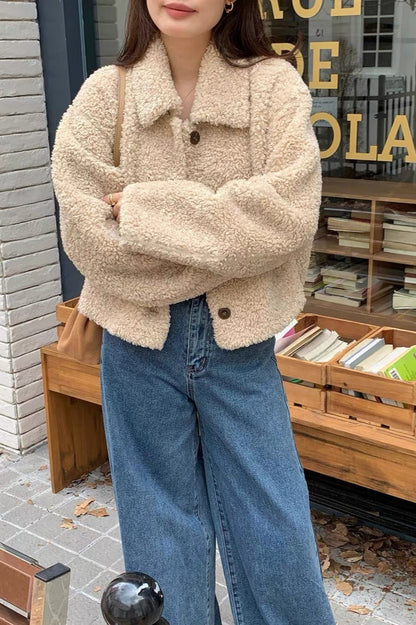 Thickened Lapel Cropped Coat