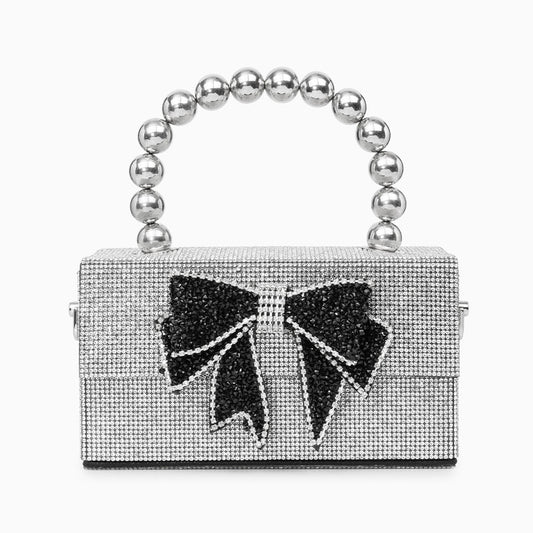 Celia Pearl Chain Bow Bag Black