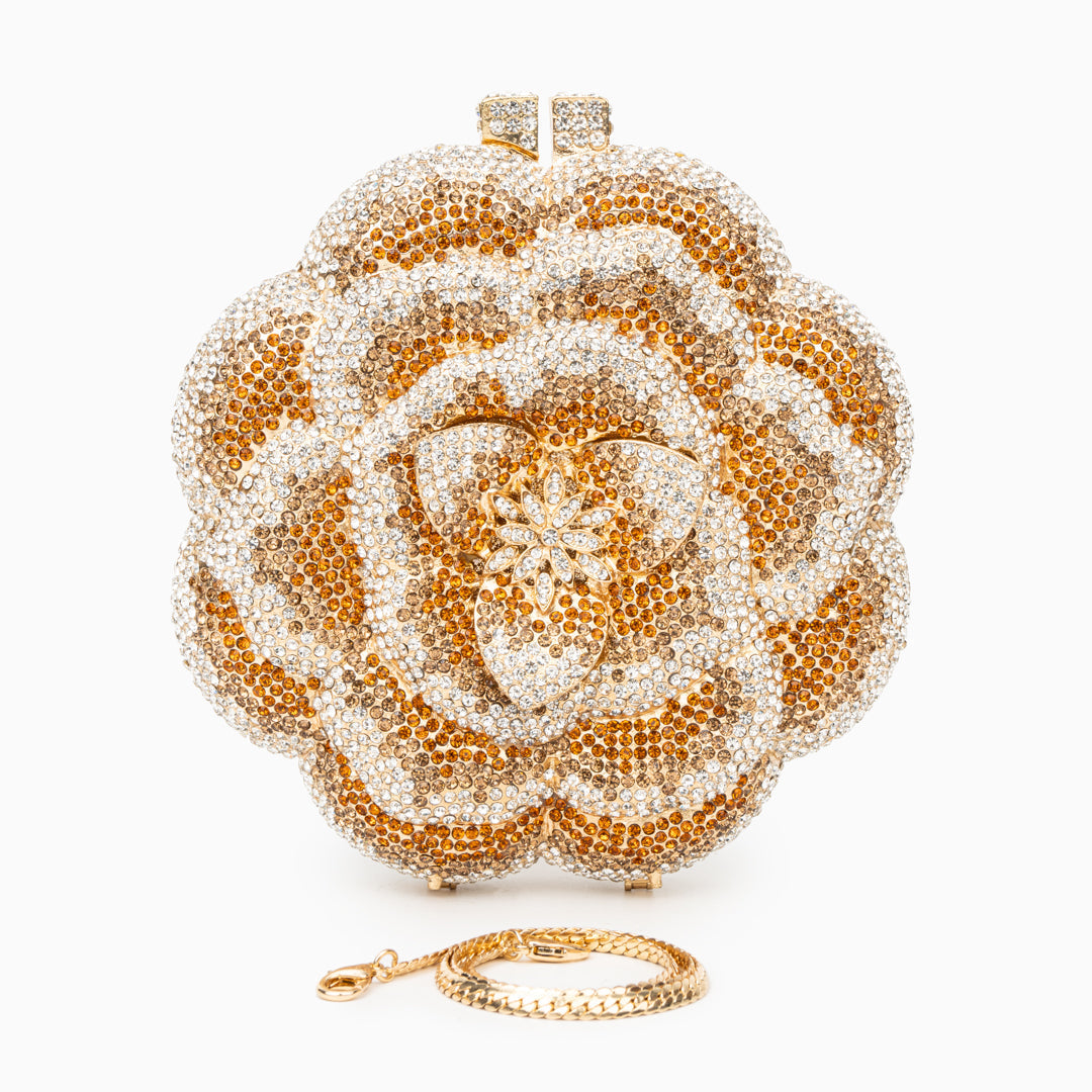 Jeline Gold Flower Clutch Bag
