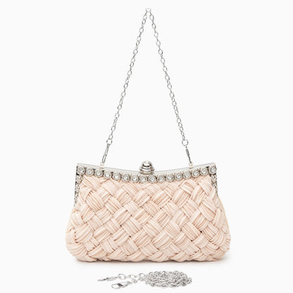 Giselle Rhinestone Braided Clutch Bag