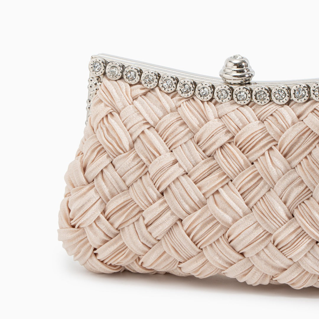 Giselle Rhinestone Braided Clutch Bag